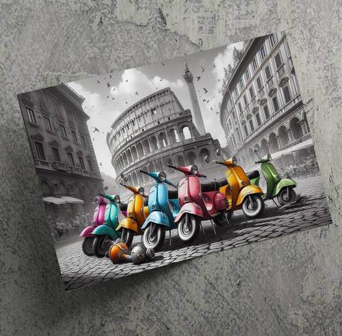 Colourful vespa scooters - vespa,