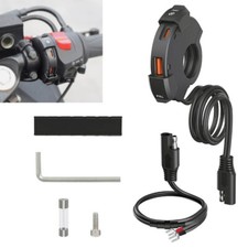 Dual Waterproof USB Port Motorbike Adapter Motorcycle Charger Socket Black Power