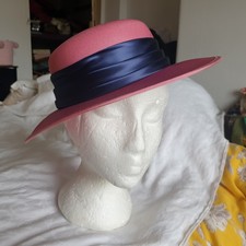 Vtg 80s boater hat rose - vtg, pink