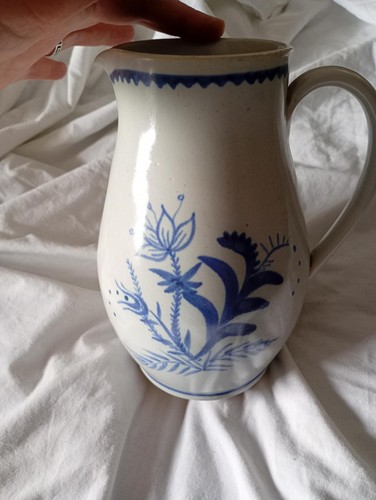 Vintage stoneware jug blue - stoneware, jug-blue