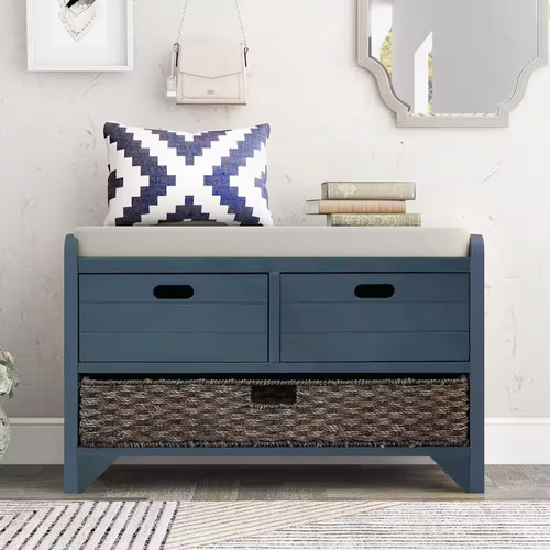 Navy storage bench - in.,