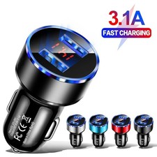 3.1A Dual USB Fast Car Charger Cigarette Lighter Socket Power Adapter UK