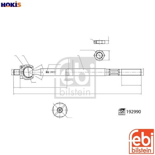 Inner tie rod 192990 for - rod,