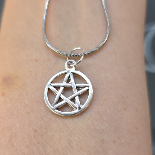 Silver tone pentagram pendant - pentagram,
