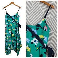 Banana Republic Dress Size 4 Dress Tank Sleeveless Green Floral Handkerchief Hem