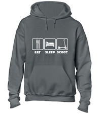EAT SLEEP SCOOT HOODY HOODIE SCOOTER ELECTRIC MOPED COOL FUNNY DESIGN GIFT TOP
