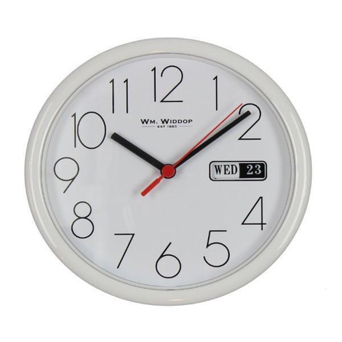 White round wall clock with - white,