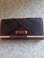 Womens River Island Black Faux Leather Multi Section Purse/Wallet/Clutch