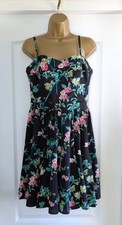Oasis Black Floral Summer Dress Detachable Straps Size 12