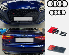 Audi S5 2017-19 GLOSS BLACK PREMIUM BADGE SET FRONT REAR RINGS GRILL REAR BADGE