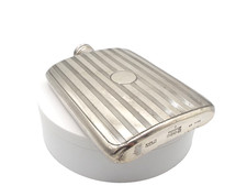 Large Antique Electro Plated Britannia Metal Hip Flask Engine Turned Design