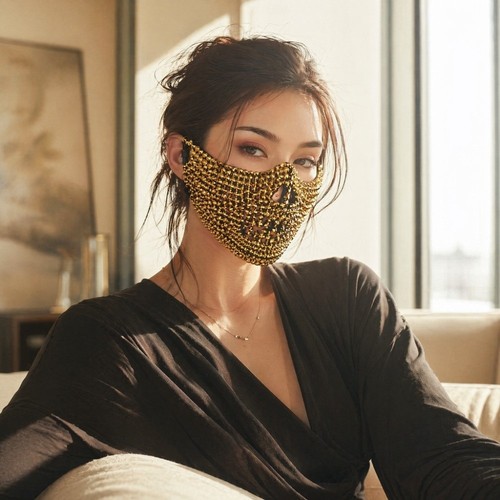 Full rhinestone half - full, mask