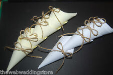 Wedding cones - White - Cream - Special colours - Hand tied natural twine bows
