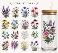 16 x Flowers stickers UV DTF