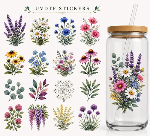 Flowers stickers uv - 16,