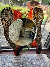 Leopard Fused glass mirror unique piece only one made in Greece