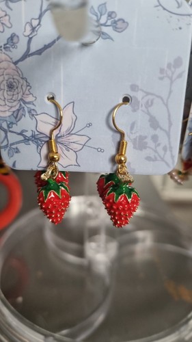Strawberry earrings spring - strawberry,
