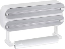 3 in 1 15"x5.3" Plastic Wrap Dispenser with Cutter and Magnetic Bottom, Gray