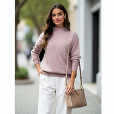 Long Sleeve Women's Jumper With Mid Collor Elegant Style For Daily And Vacation