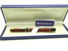 Vintage Waterman Laureat Mk II Red Marble Fountain Pen, GT, Fine Nib, Box *MINT*