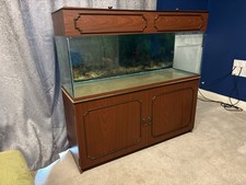 Aquarium Fish Tank and Cabinet Set With Foliage And Accessories ￼