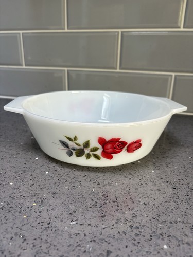 Pyrex june rose casserole dish - rose,
