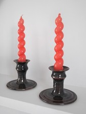 Pair of Vintage Studio Pottery Candle Holders by Paul Vorstermans, Mad River
