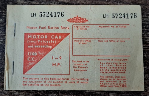 Vintage motor fuel ration book - vintage,