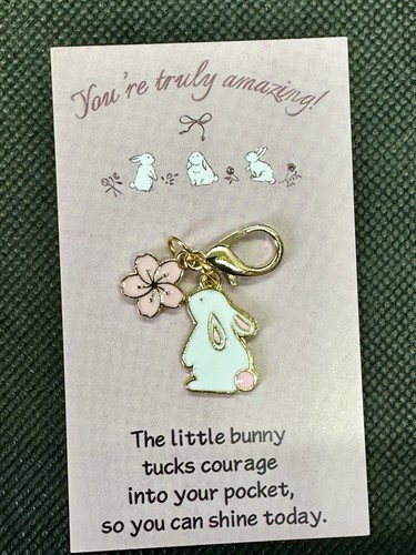 Cute bunny charm and card - charm,