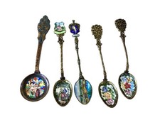 5 Vintage Gold Tone Cloisonné