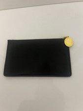 Stella McCartney Vegan Leather Zip Pouch Wallet Black Gold Zipper Clutch Case