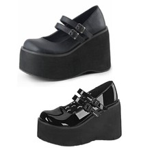 Wedges Mary Janes Chunky Platform Shoes Woman Punk Gothic Cosplay Shoes