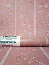 X3 80s Vintage WALLTEX Wallpaper Rolls Floral Stripe Flowers Retro 90 Dusky Pink