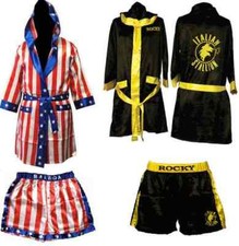 Rocky Balboa Movie Cosplay Boxing Robe Shorts Costume Set American Flag/Italian