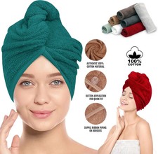 100% Cotton Hair Drying Towel Wrap Quick Dry After Shower Hair Turban Hat Cap UK