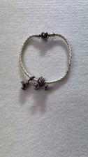 Chamilia Charm Bracelet With Two Silver Disney Charms Comes With Box 4645