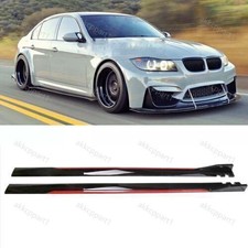 For E90 E92 E93 325i 335i 320i 328i 78.7" Side Skirts Lip Rocker Panel Black+Red