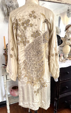 Antique 1920's Embroidered Peacock Wedding Silk Kimono Jacket Japan 