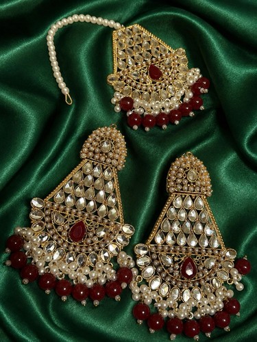 Stunning gold maroon - gold, earrings