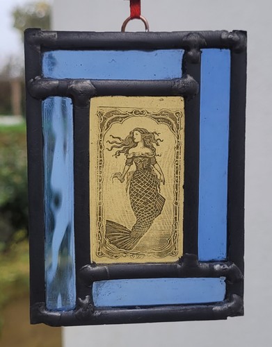 Stained glass mermaid leaded - glass,