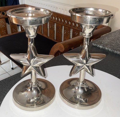 Vtg pair metal chrome silver - vtg,