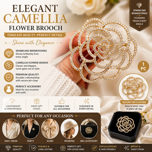 Crystal flower brooch pin - brooch,