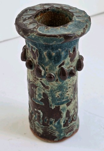 Studio pottery vase incised - pottery,