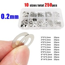 250pcs M3-M8 0.1-0.3mm 304