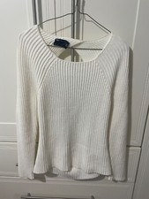 asos size 10 white knitted backless long sleeved jumper / sweater