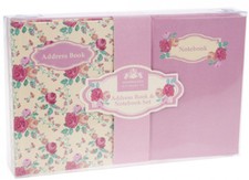 Floral Mini Address Book & Notebook Set, Perfect Gift for Mum Pink Rose Theme