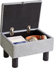 Aibiju Small Storage Ottoman / Footstool with Wooden Legs – Multi-Purpose Seat