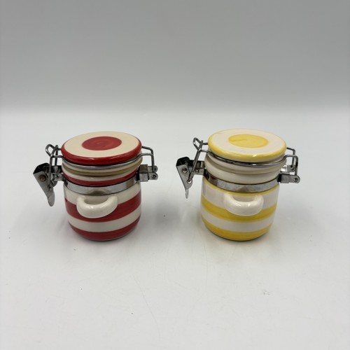 Striped ceramic jam jars - striped,