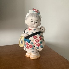 Hakata White Ceramic Bisque Figurine Mother And Baby/Doll/Japan/Original Sticker