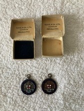 2 x Vintage London Business Houses A.S.A Enamel Medal Fobs S B Rifle Shooting